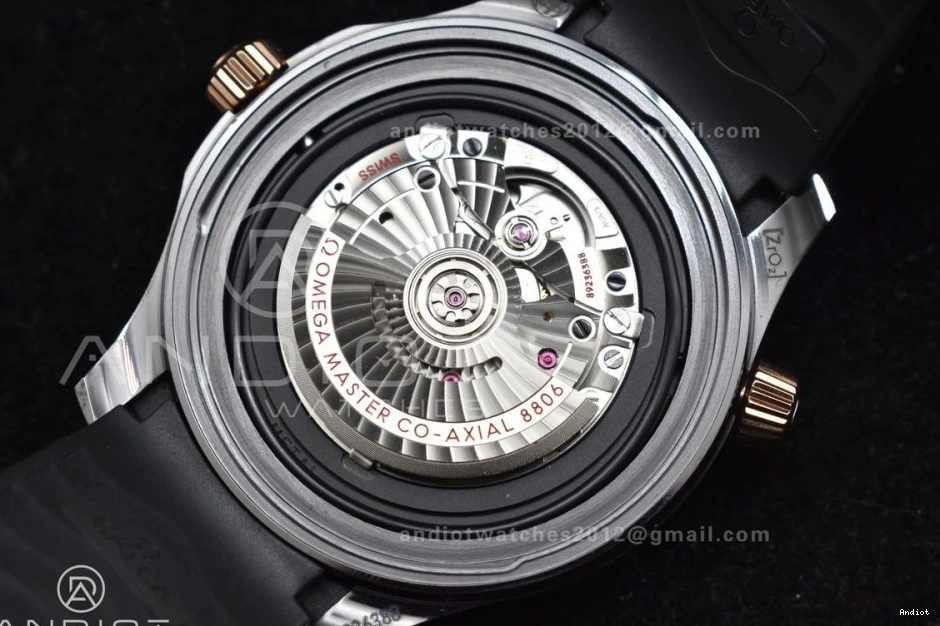 43.5mm 300m Bezel VSF Rubber Dial Seamaster Black Ceramic A8806 1:1 Edition on Black Best RG Strap Black 1230